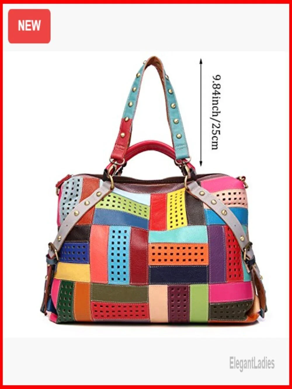 Genuine Leather Tote Hobo Handbag with Detachable Shoulder Strap